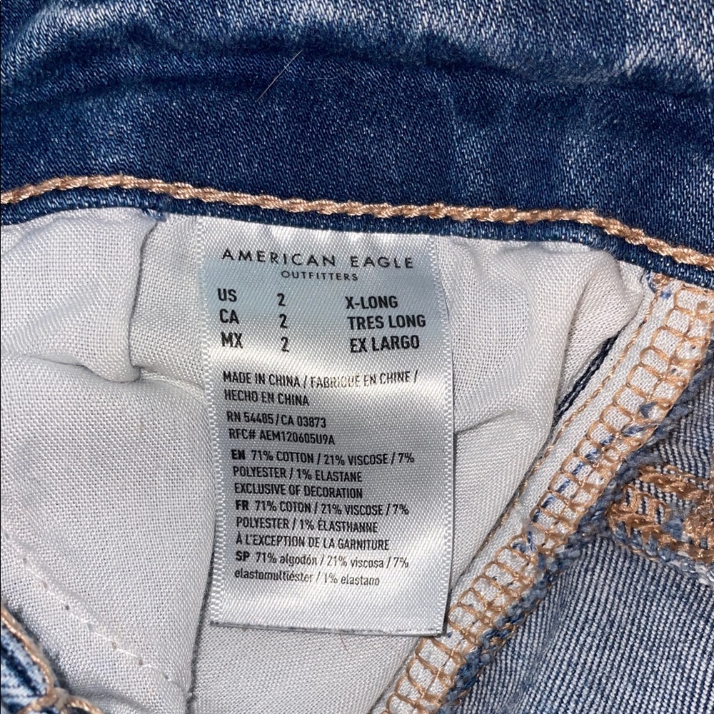 American Eagle Outfitters Ripped Blue Skinny Jeans - Picture 7 of 8
